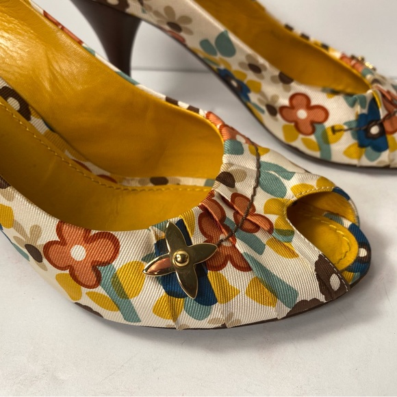 Louis Vuitton open toe slingback sandals heels multi 37 - Picture 6 of 11